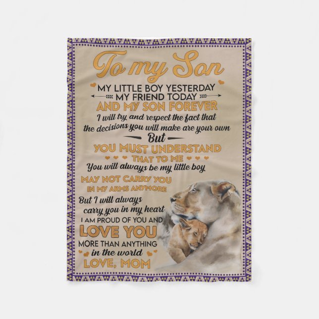 Lion to My Son My Little Boy Yesterday I Am Proud Fleece Blanket (Front)
