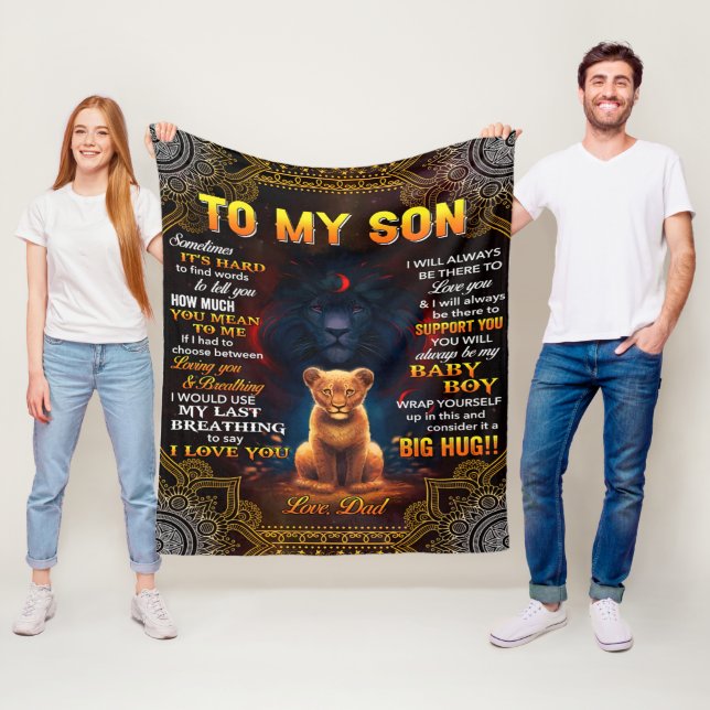 Lion To My Son Sometimes It's Hard Dad Fleece Blanket (In Situ)