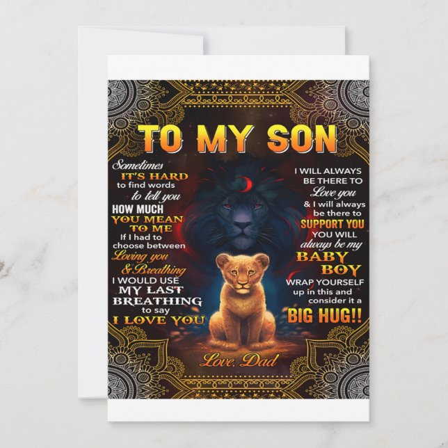 Lion To My Son Sometimes It's Hard Dad  Holiday Card (Front)