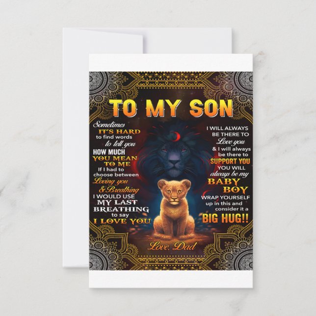 Lion To My Son Sometimes It's Hard Dad  Thank You Card (Front)