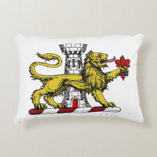 Lion Tower Fleur de Lis Crest Emblem C Decorative Cushion