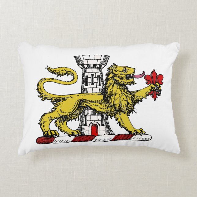 Lion Tower Fleur de Lis Crest Emblem C Decorative Cushion (Front)