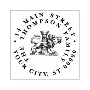 Lion Tower Fleur de Lis Crest Emblem C Rubber Stamp