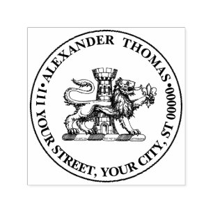 Lion Tower Fleur de Lis Crest Emblem C Self-inking Stamp