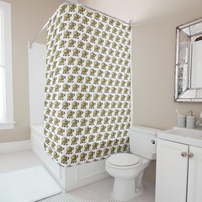 Lion Tower Fleur de Lis Crest Emblem C Shower Curtain (In Situ)