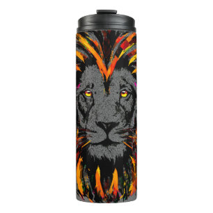 Lion Travel Mug   Orange Dark Lion Thermal Tumbler