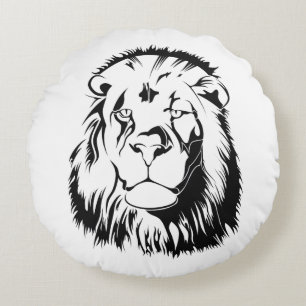 Lion Tribal 002 bicolor Round Cushion