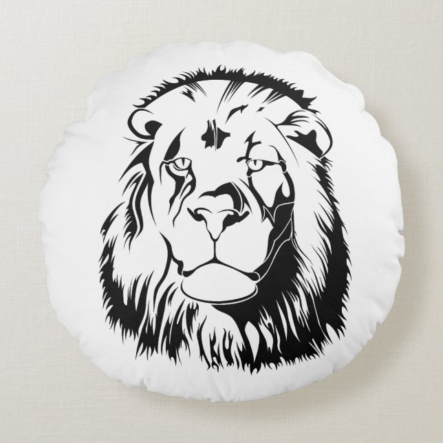 Lion Tribal 002 Round Pillow (Front)
