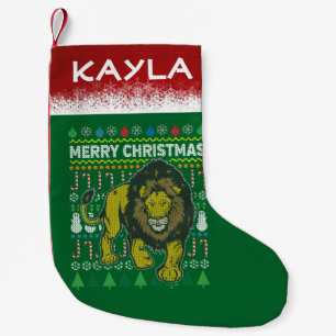 Lion Ugly Christmas Sweater Small Christmas Stocking