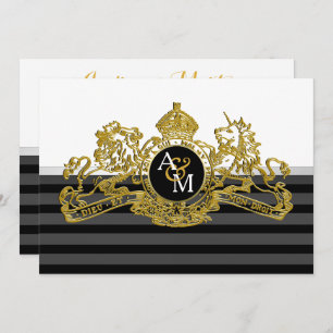Lion Unicorn British Customizable Monogram Invitation