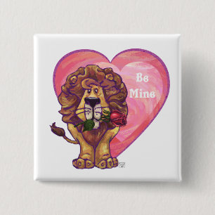 Lion Valentine's Day 15 Cm Square Badge