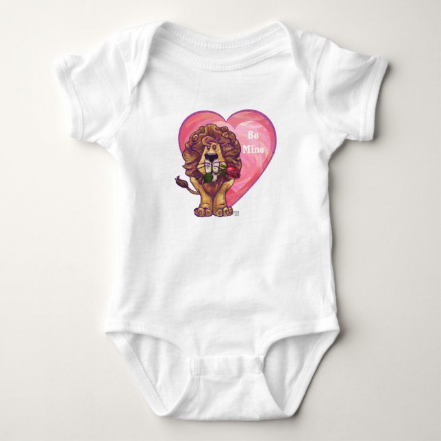 Lion Valentine's Day Baby Bodysuit (Front)