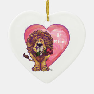 Lion Valentine's Day Ceramic Tree Decoration