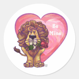 Lion Valentine's Day Classic Round Sticker