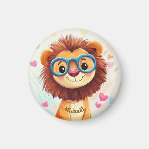Lion Valentine's Day Heart Badge Kids School Magnet