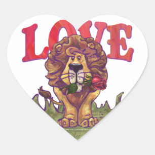 Lion Valentine's Day Heart Sticker