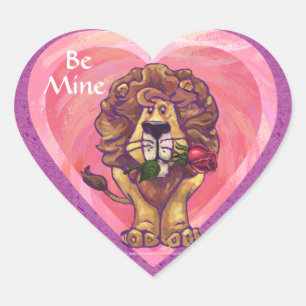Lion Valentine's Day Heart Sticker