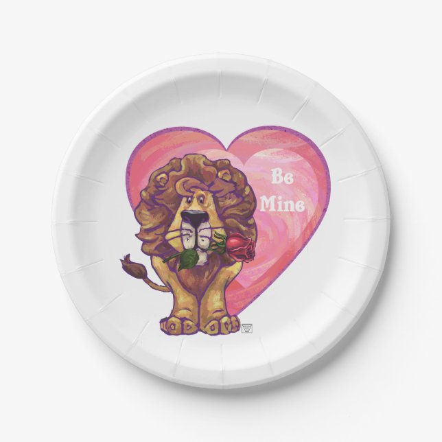 Lion Valentine's Day Paper Plate (Front)