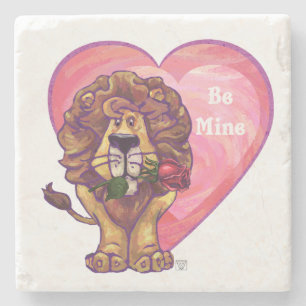 Lion Valentine's Day Stone Coaster