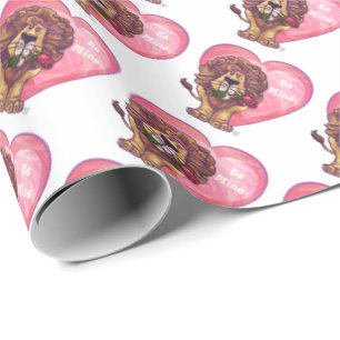 Lion Valentine's Day Wrapping Paper