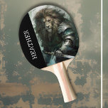 Lion Warrior Monogram Name Ping Pong Paddle<br><div class="desc">This design was created though digital art. It may be personalised in the area provided or customising by choosing the click to customise further option and changing the name, initials or words. You may also change the text colour and style or delete the text for an image only design. Contact...</div>