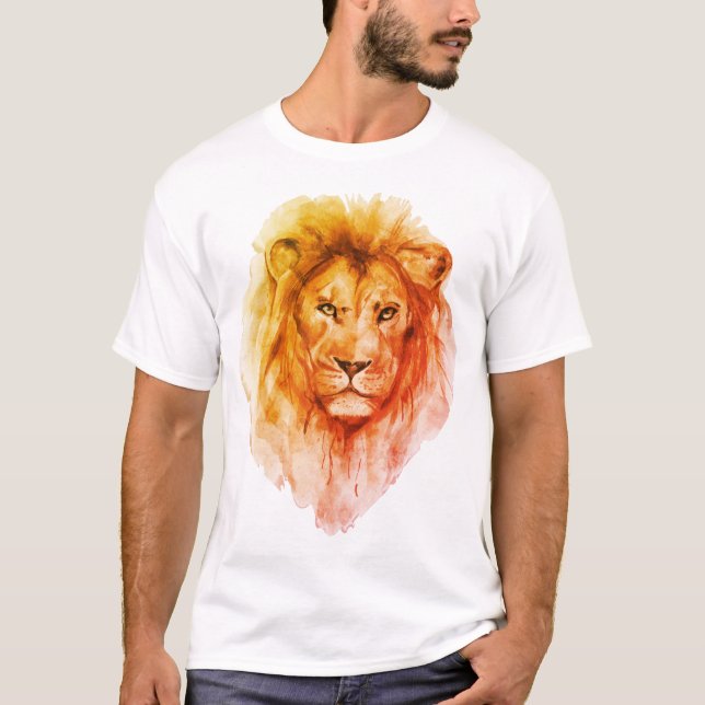 Lion Water Colour Art T-Shirt (Front)
