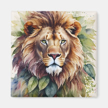 Lion Watercolor Botanical Artwork