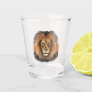 lion watercolor Leo king safari animal jungle cat  Shot Glass