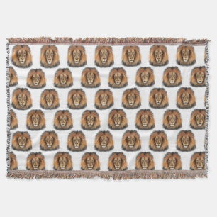 lion watercolor Leo king safari animal jungle cat Throw Blanket