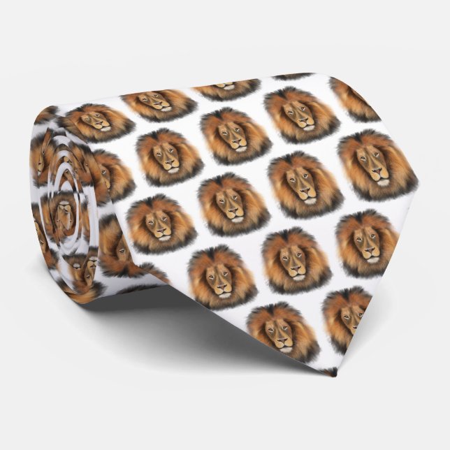 lion watercolor Leo king safari animal jungle cat  Tie (Rolled)