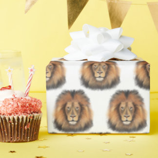 lion watercolor Leo king safari animal jungle cat  Wrapping Paper