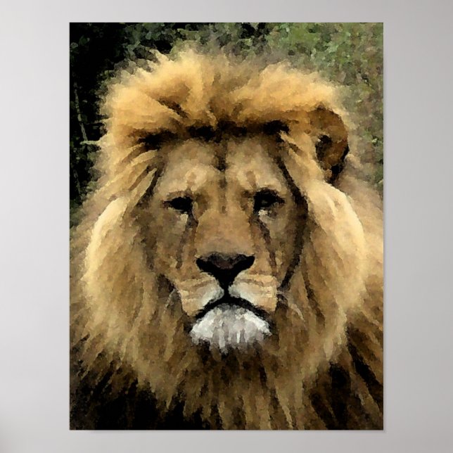 Lion Watercolour Portrait - Canvas Poster (Front)
