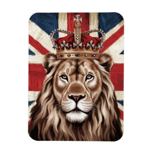 Lion Wearing a Crown British Flag Magnet