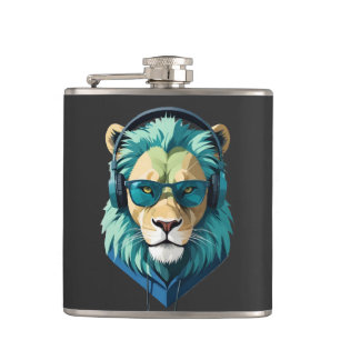 Lion Wearing Hoodie Funny Cool Animal Character Hip Flask