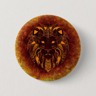 Lion wild animal abstract 6 cm round badge