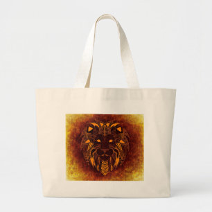 Lion wild animal abstract large tote bag