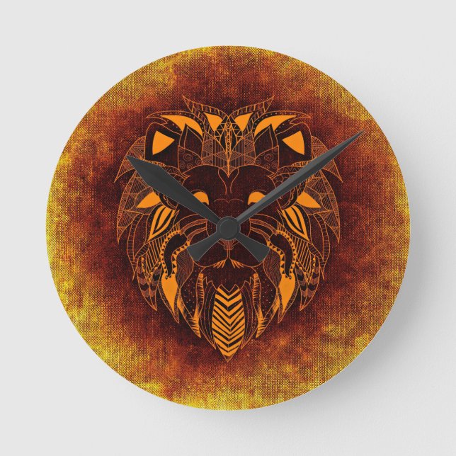 Lion wild animal abstract round clock (Front)
