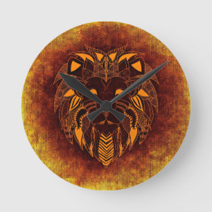 Lion wild animal abstract round clock