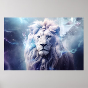 Lion Wild Animal Majestic Wilderness Surrealist Poster