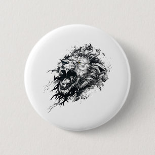 Lion Wild Animal Nature Illustration Art Tattoo 6 Cm Round Badge