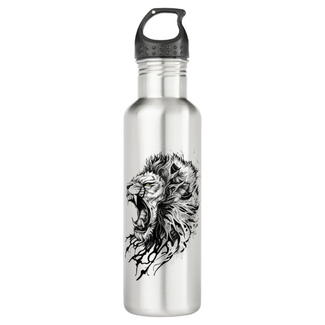Lion Wild Animal Nature Illustration Art Tattoo 710 Ml Water Bottle (Front)