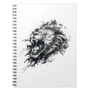 Lion Wild Animal Nature Illustration Art Tattoo Notebook