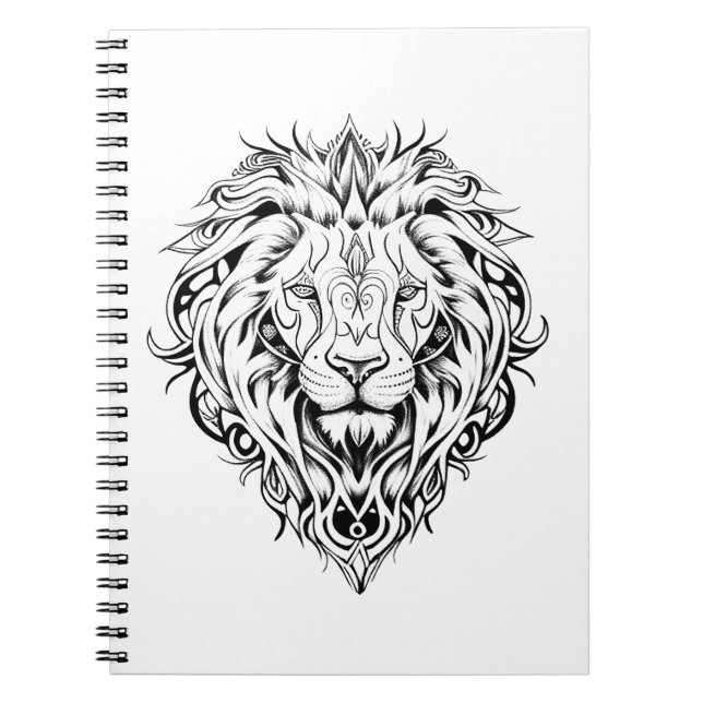 Lion Wild Animal Nature Illustration Art Tattoo Notebook (Front)