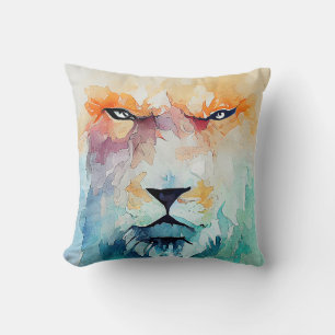 Lion Wild Animal Nature Watercolor Art Painting Cushion