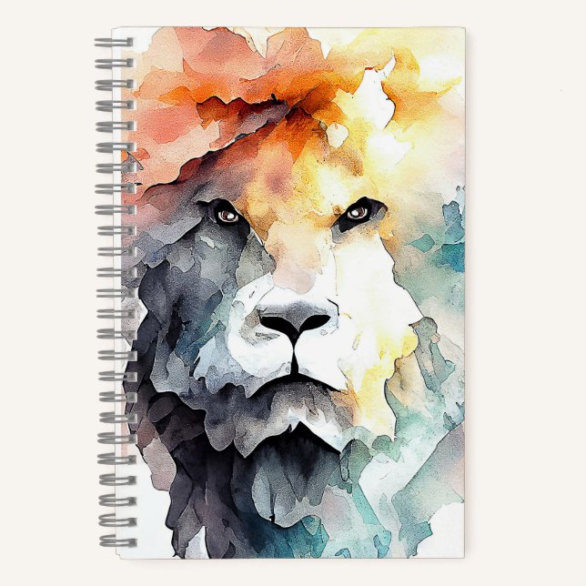 Lion Wild Animal Nature Watercolor Art Painting Notebook (Front)