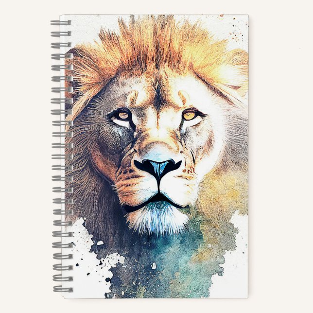 Lion Wild Animal Nature Watercolor Art Painting Notebook (Front)