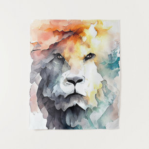 Lion Wild Animal Nature Watercolor Art Painting Tapestry