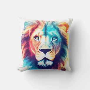 Lion Wild Nature Animal Color Art Painting Cushion