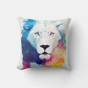 Lion Wild Nature Animal Colors Art Painting Cushion