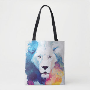 Lion Wild Nature Animal Colors Art Painting Tote Bag